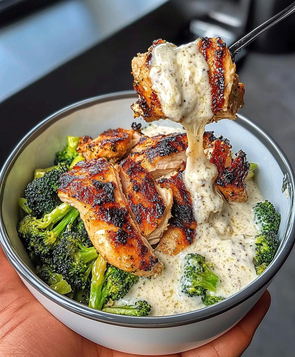 Grilled Chicken & Broccoli Bowls with Creamy Garlic Sauce 2 Grilled Chicken & Broccoli Bowls with Creamy Garlic Sauce
