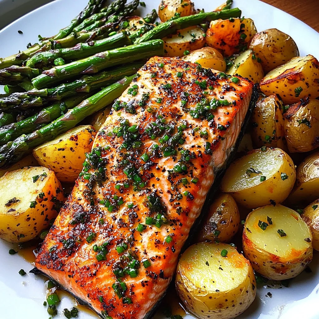 Baked Salmon with Potatoes and Asparagus