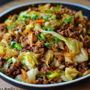 Healthy Chinese Ground Beef & Cabbage Stir Fry