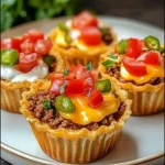 Mini Taco Cupcakes with Zesty Ground Beef and Cheese